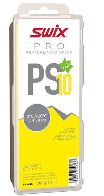 Swix PS10 Yellow Ski Wax 180g -Fluoro Free Ski Wax